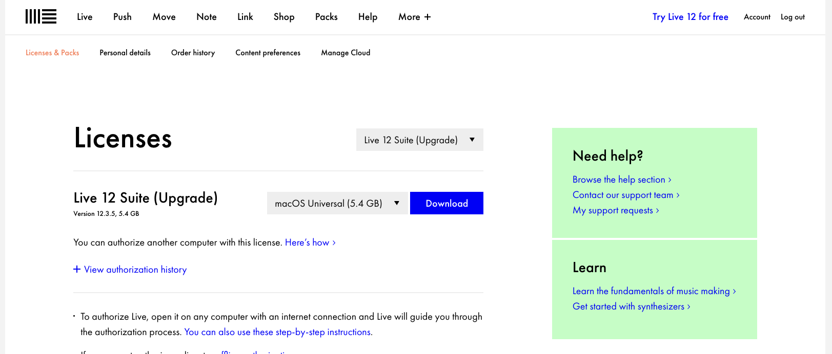 Ableton Full License Live 12 Suite (Upgrade)